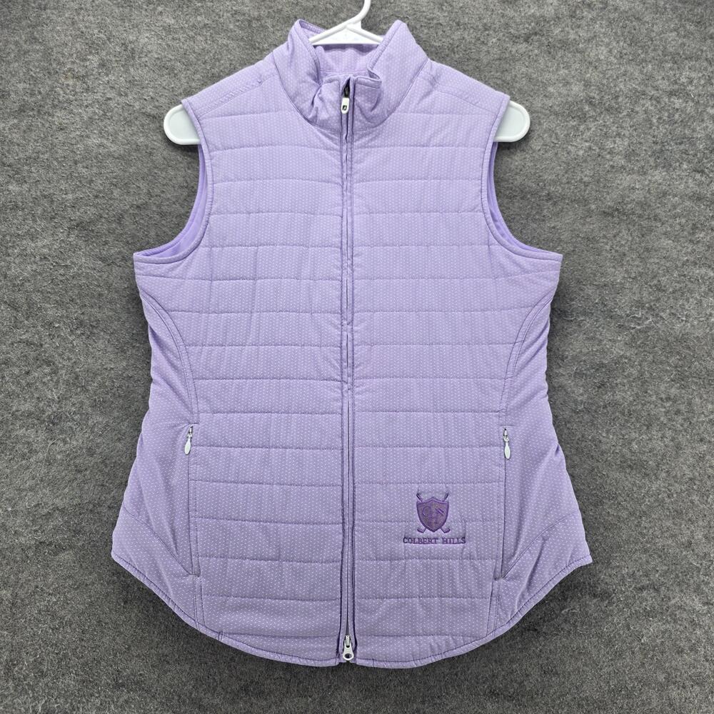FootJoy Vest Womens S Purple Quilted High Neck Full Zip Pockets Lined Insulated